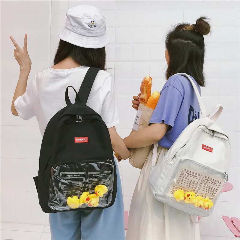 Ulzzang Корейский мультфильм Повседневная Милая утка прозрачная сумка через плечо