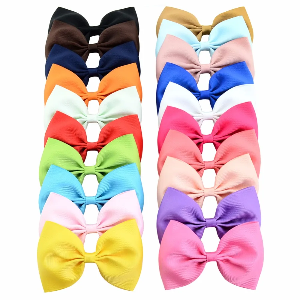 

20pcs/lot 4 inch Cheering Candy Barrettes Kids Bowknots Solid Ribbon Hair Clip Bows Girls Hairpins Hair Accessories 841