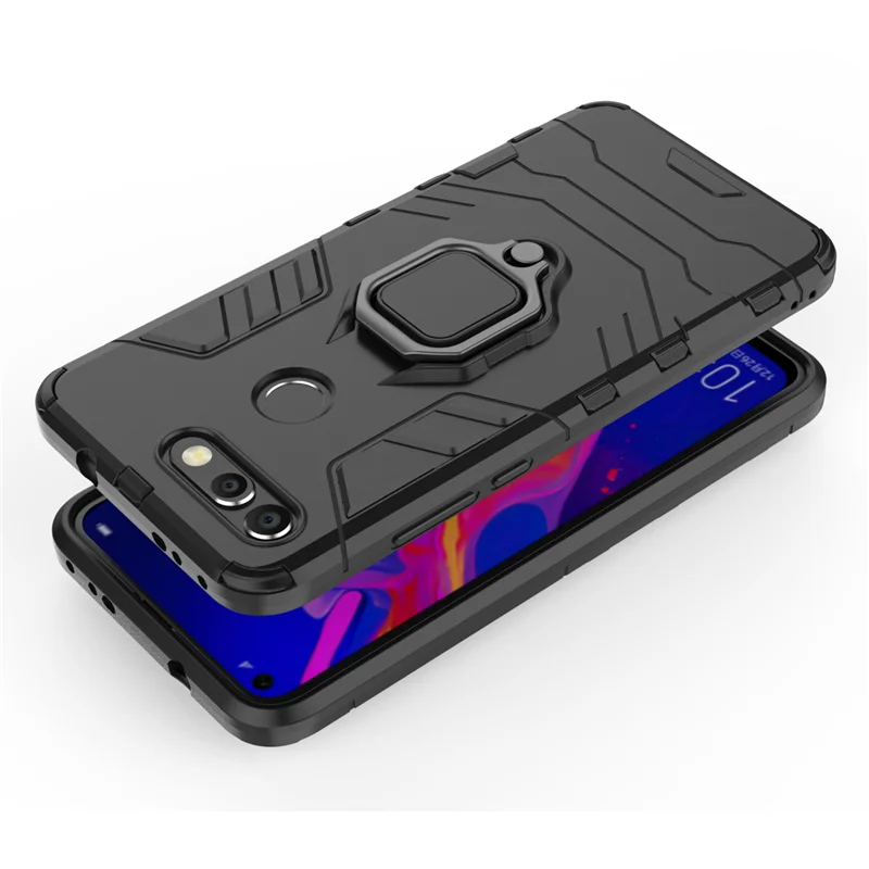 

For Huawei Honor View 20 Case Robot Ring Stand Holder Bracket Capa Armor PC Silicone Back Cover For Honor V20 View20 V 20 (L0228