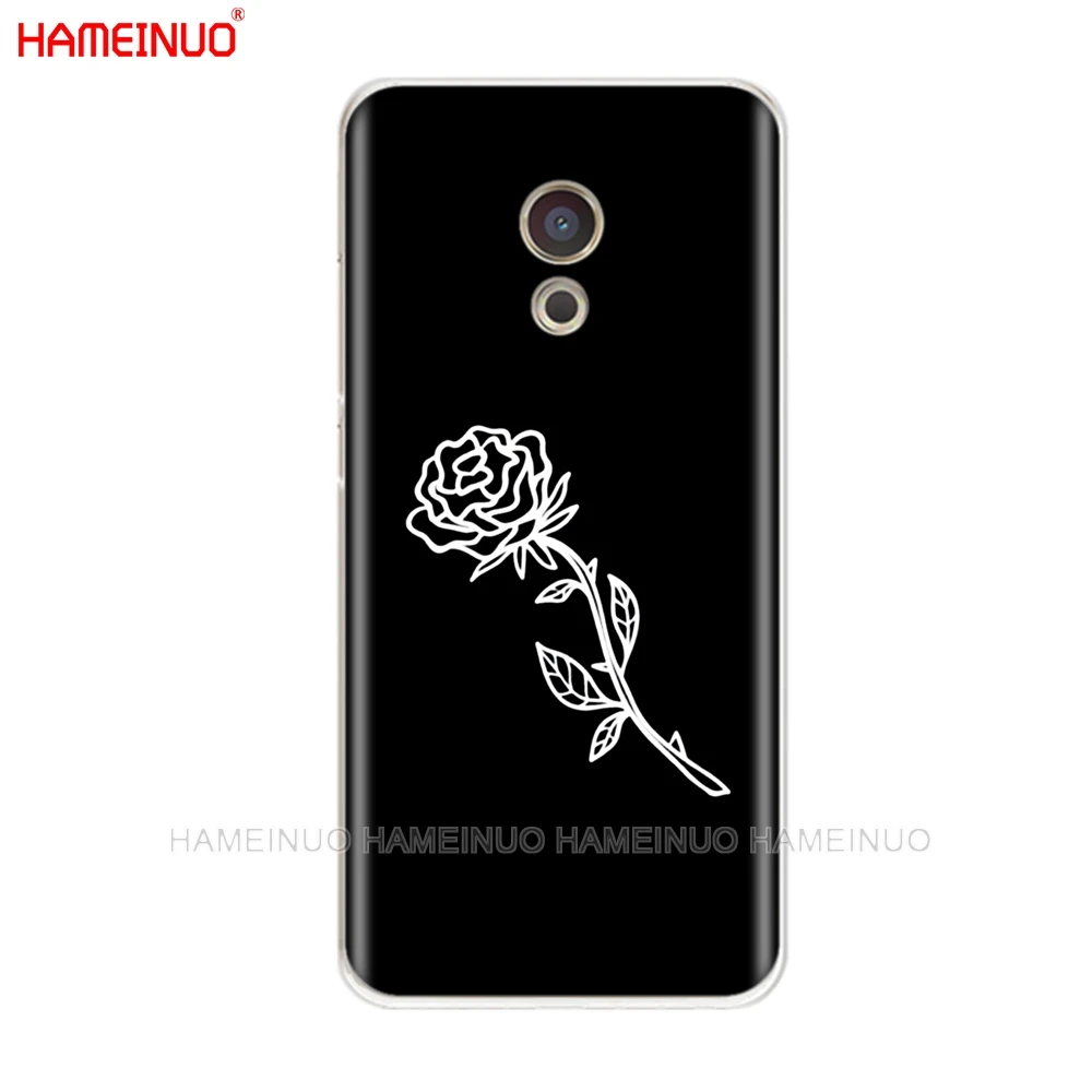 Искусство с изображениями черно-белых линий и поцелуй «любящее сердце», с цветочным принтом «розы» для девочек чехол для телефона для Meizu M6 M5 M5S M2 M3 M3S MX4 MX5 MX6 PRO 6 5 U10 U20 note plus - Цвет: 43403