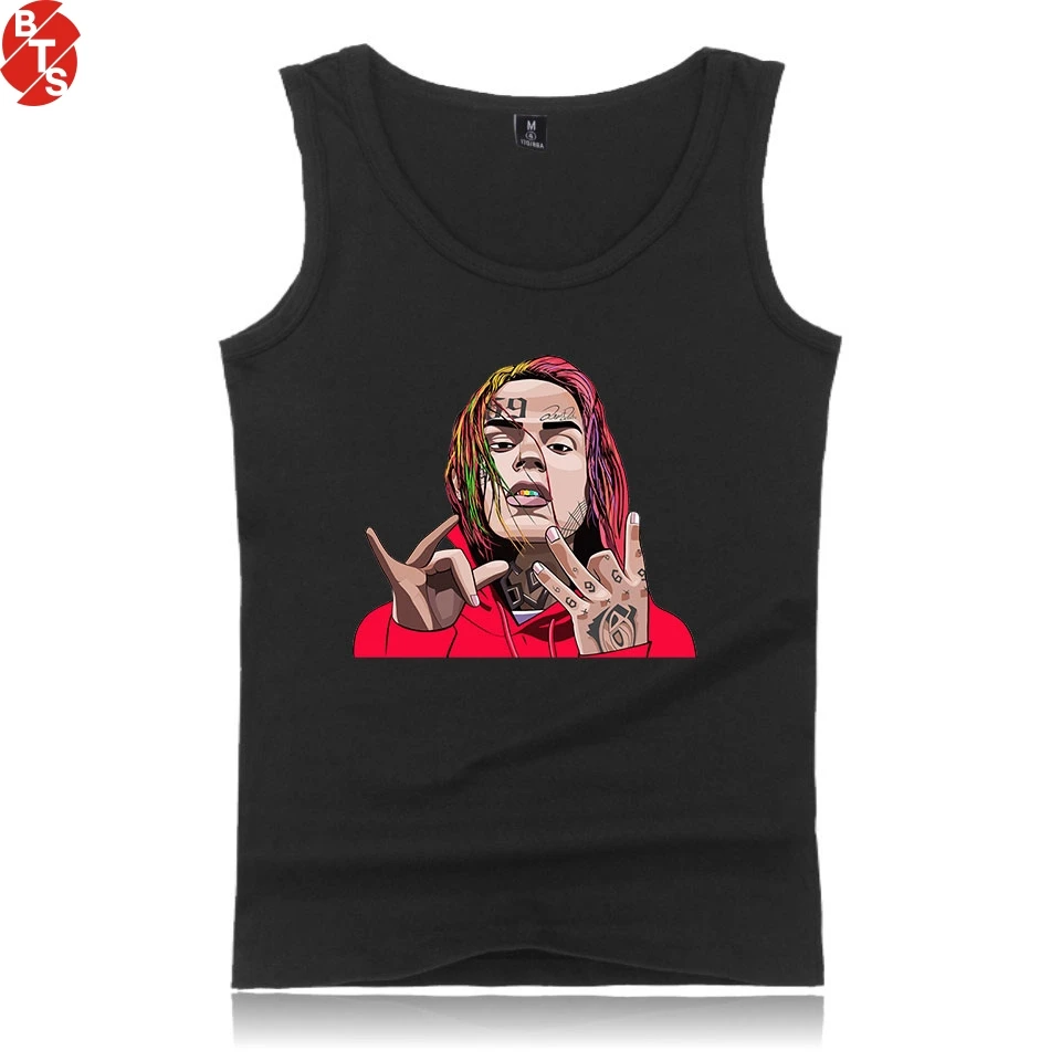 Модные майки 6ix9ine с принтом рэпера для женщин и мужчин летние топы без рукавов