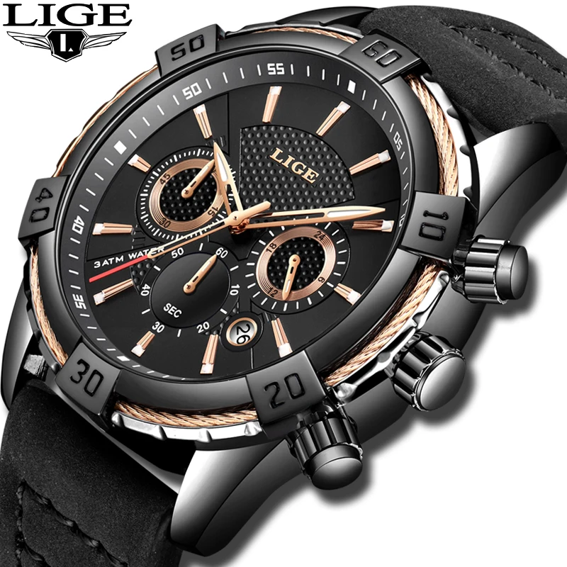 Horloges Mannen LIGE модные водонепроницаемые кварцевые часы для мужчин s часы Лидирующий бренд роскошные часы мужские повседневные кожаные спортивные часы