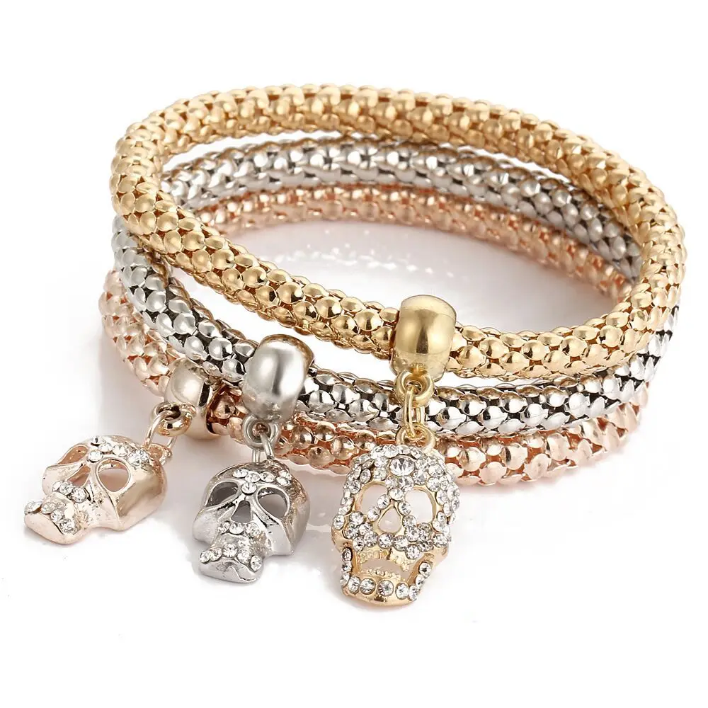 Bone Crystal Popcorn Tricolor Set of Elastic Bracelets Women's Pulseria Feminina Boy & Girl Accessories Bone Crystal Popcorn Tricolor Set of Elastic Bracelets Women's Pulseria Feminina Boy & Girl Accessories