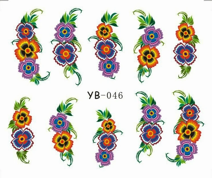 1х стикер для ногтей большой цветок лоза Лилия переводные наклейки на ногти Opp рукав упаковочная YB043-048