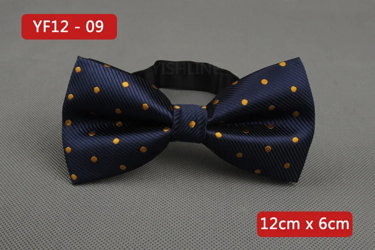 YISHLINE NEW Men's Bow Tie Gold Paisley Bowtie Business Wedding Bowknot Dot Blue And Black Bow Ties For Groom Party Accessories - Цвет: YF12-9