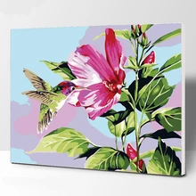 Красные цветы DIY картина по номерам ручная роспись маслом живое комнатное домашнее настенное украшение Слива художественное оформление