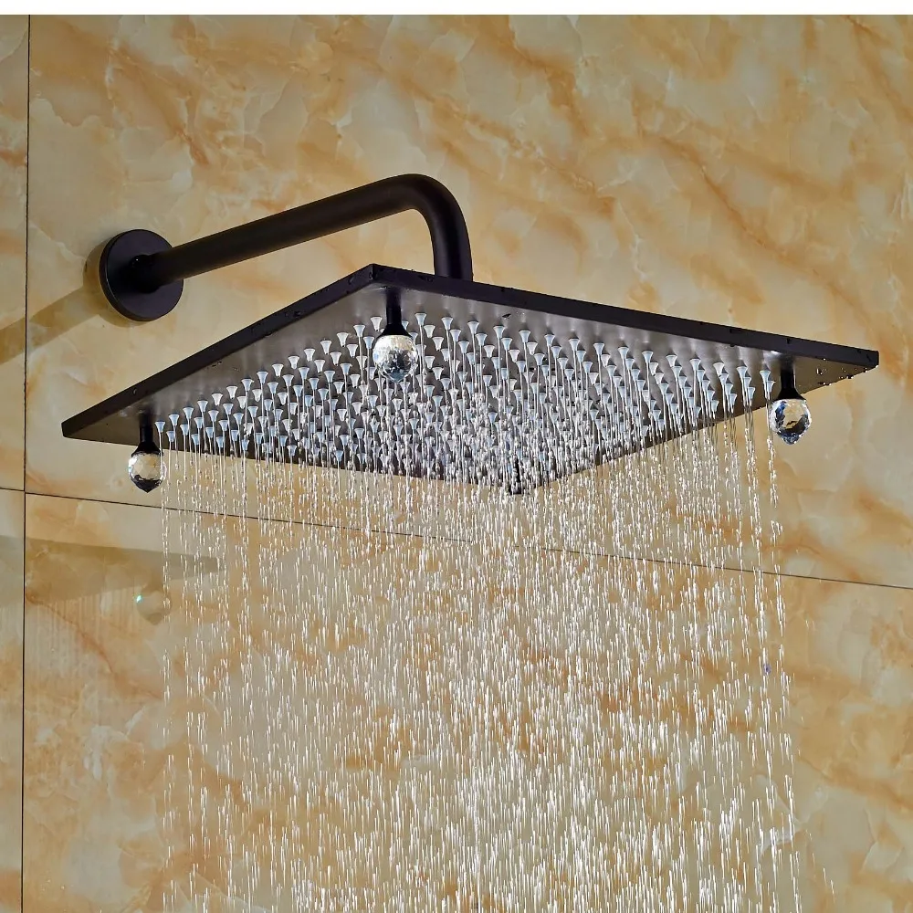 Crystal Style 16" Rainfall Shower Head with Shower Arm Oil Rubbed