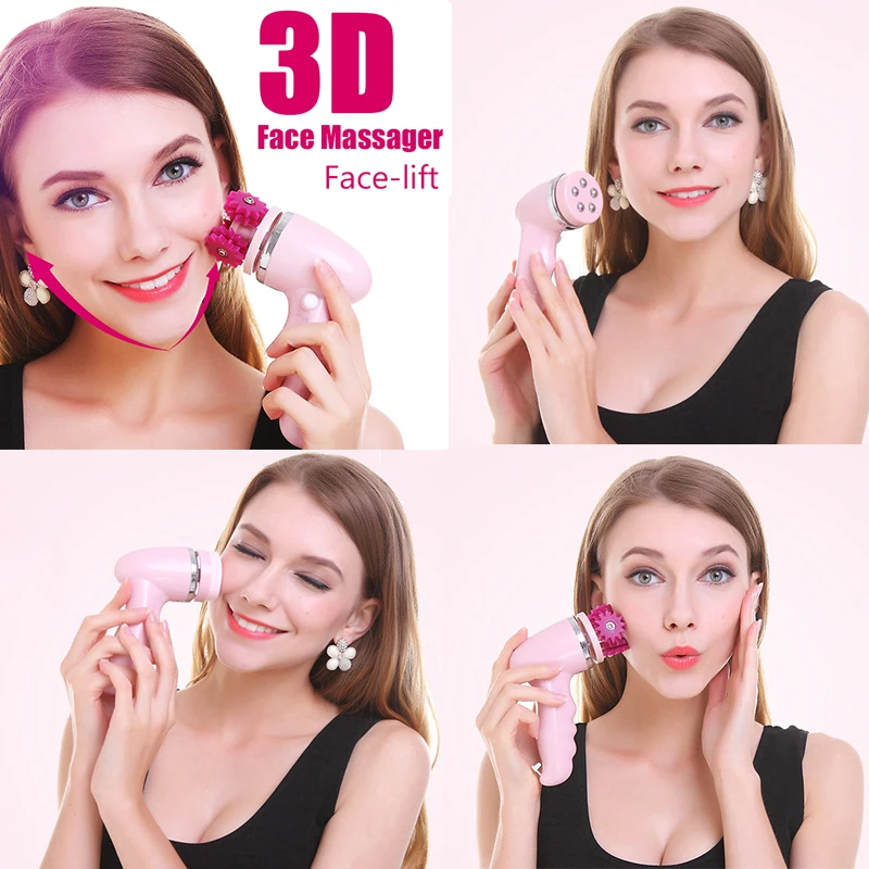 Deep Clean Electric Facial Cleansing Brush 3D Face Lift Massager 4 In 1 Waterproof Soft Beauty Skin Care Tool USB Rechargeable