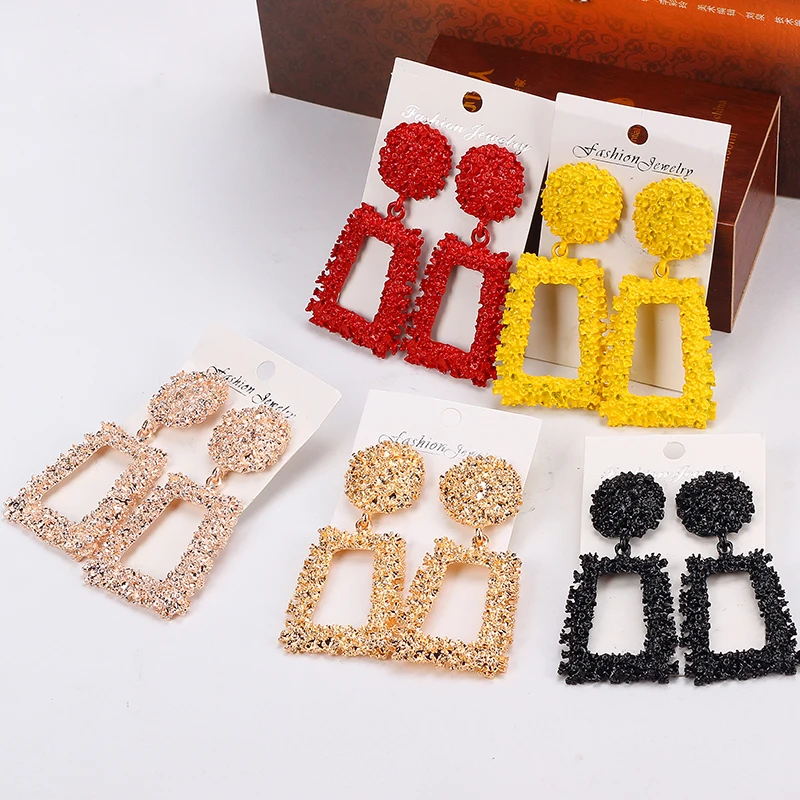 

Big Metal Drop Earrings for Women Geometric Fashion Statement Earrings boucle d'oreille femme 2019 oorbellen hanging bijoux