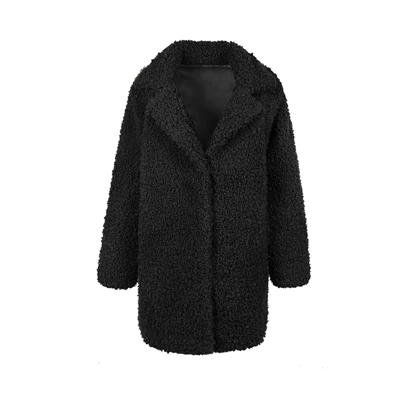 Однотонные плюшевые пальто из искусственного меха для женщин зимние толстые теплые приталенные меховые куртки и пальто размера плюс пальто из овечьей шерсти cwf0121-5