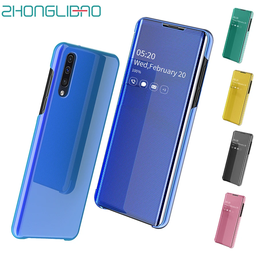 

Clear View Mirror Flip Phone Case for Samsung Galaxy A70 A50 A30 A20 2019 Luxury 360 Protection Cover for Samsung A7 2018 A750