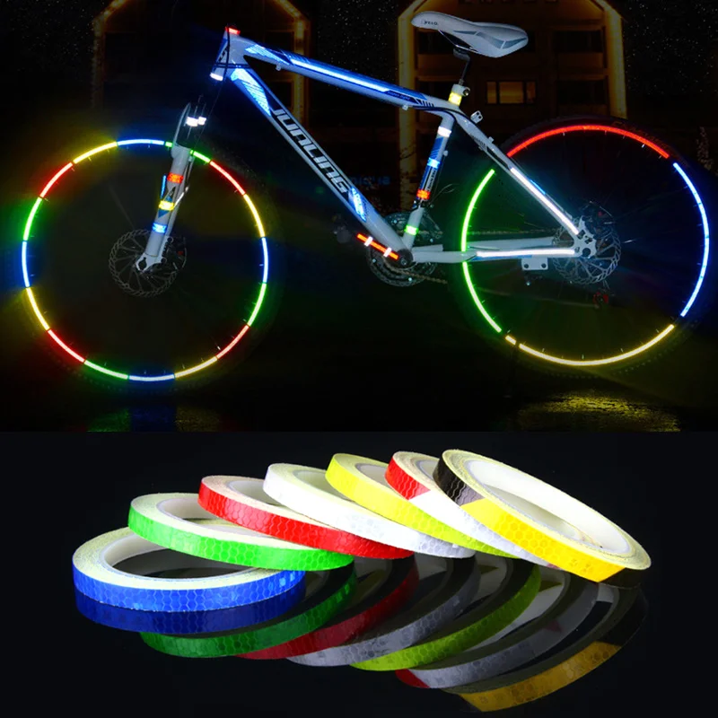 US MTB Bike Bicycle Fluorescent Wheel Rim Stickers Cycling Reflective Decal Tape