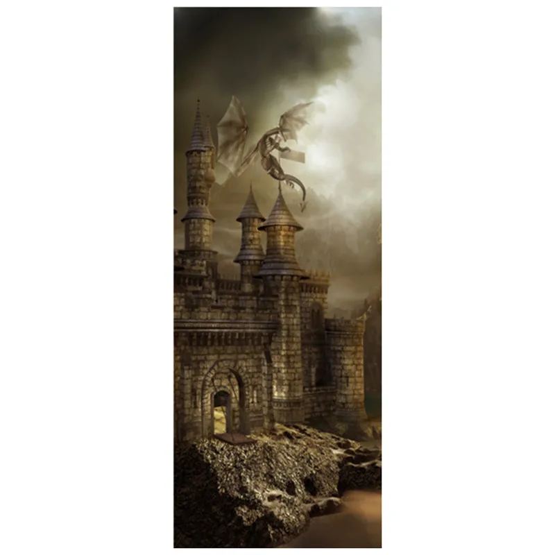 

77*200cm Psychedelic Magic Castle 3d wall art vinyl mural anime door stickers kids room decoration Potter movie poster wallpaper