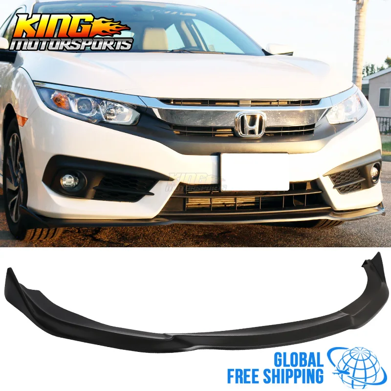 

For 16-17 Honda Civic X 2/4Dr CS Style Front Bumper Lip Splitter Spoiler PU Global Free Shipping Worldwide