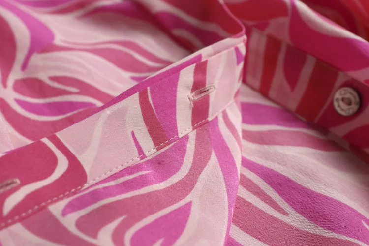 Винтаж с цветочным принтом женские шелковая блузка 100% натуральный шелк Цветочные блузки Для женщин элегантный длинный рукав OL рабочая