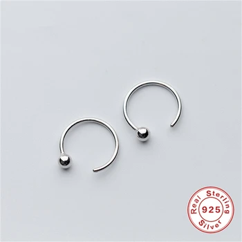 

BOAKO 925 Sterling Silver Earrings Fashion Tiny Cute 8mm 10mm Round Beads Hoop Earrings Girls Jewelry boucles d oreille femme