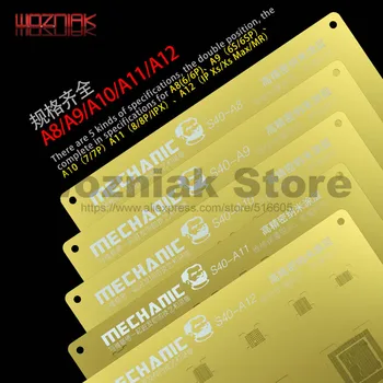 

MECHANIC S40 3d Groove BGA Reballing Gold Stencil CPU NAND Steel net For IPhone A8/A9/A10/A11/A12 CHIP IC Template