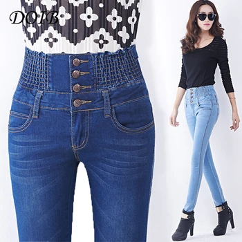 

DOIB 2018 Elasticity Pencil Pants Vintage High Waist Jeans Womens Pants Full Length Pants Loose Ccowboy Pants Plus Size 5XL 6XL