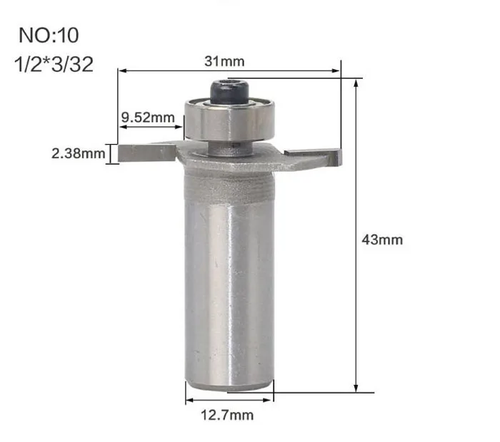 1/" 1/2 хвостовик" Т "типа печенья шарнирный слот резак для соединения/долбежные фрезы для деревообработки - Длина режущей кромки: NO 10