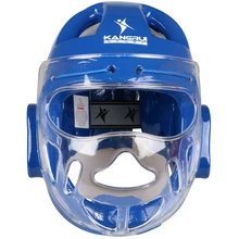 Karate Taekwondo Full face helmet head protector with mask Helmet blue red color training head guard free shipping