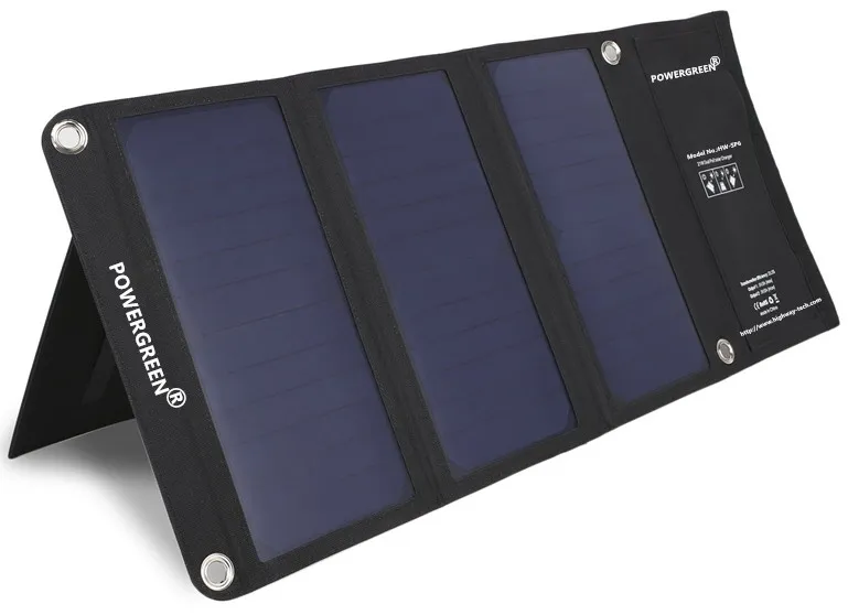 Skládací solární nabíječka PowerGreen, 21 W, přenosná externí baterie 5V 2A Solar Power Bank pro LG telefon