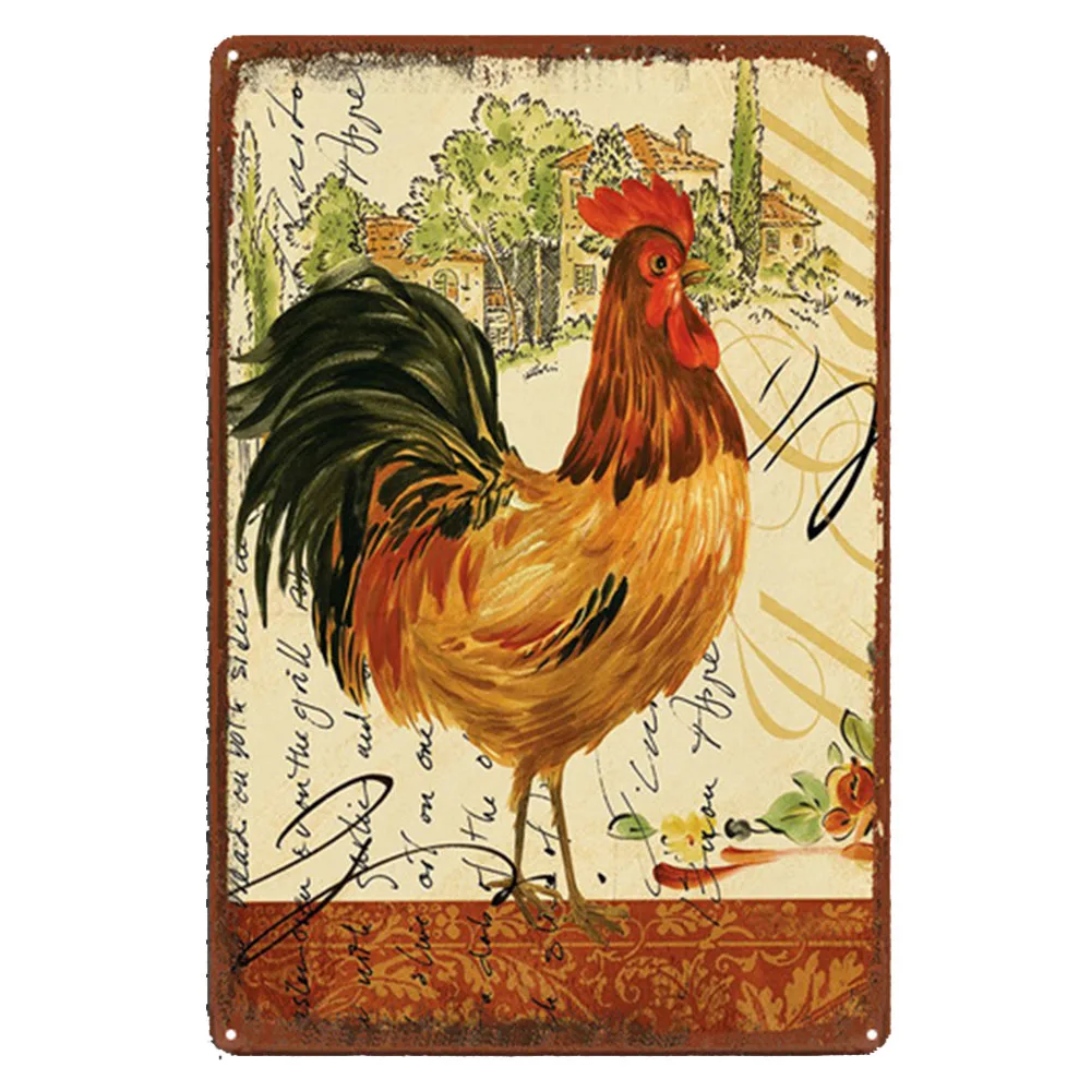 

Rooster Vintage Decorative Metal Plates Tin Sign Retro Shabby Chic Home Decor Wall Poster 20x30cm