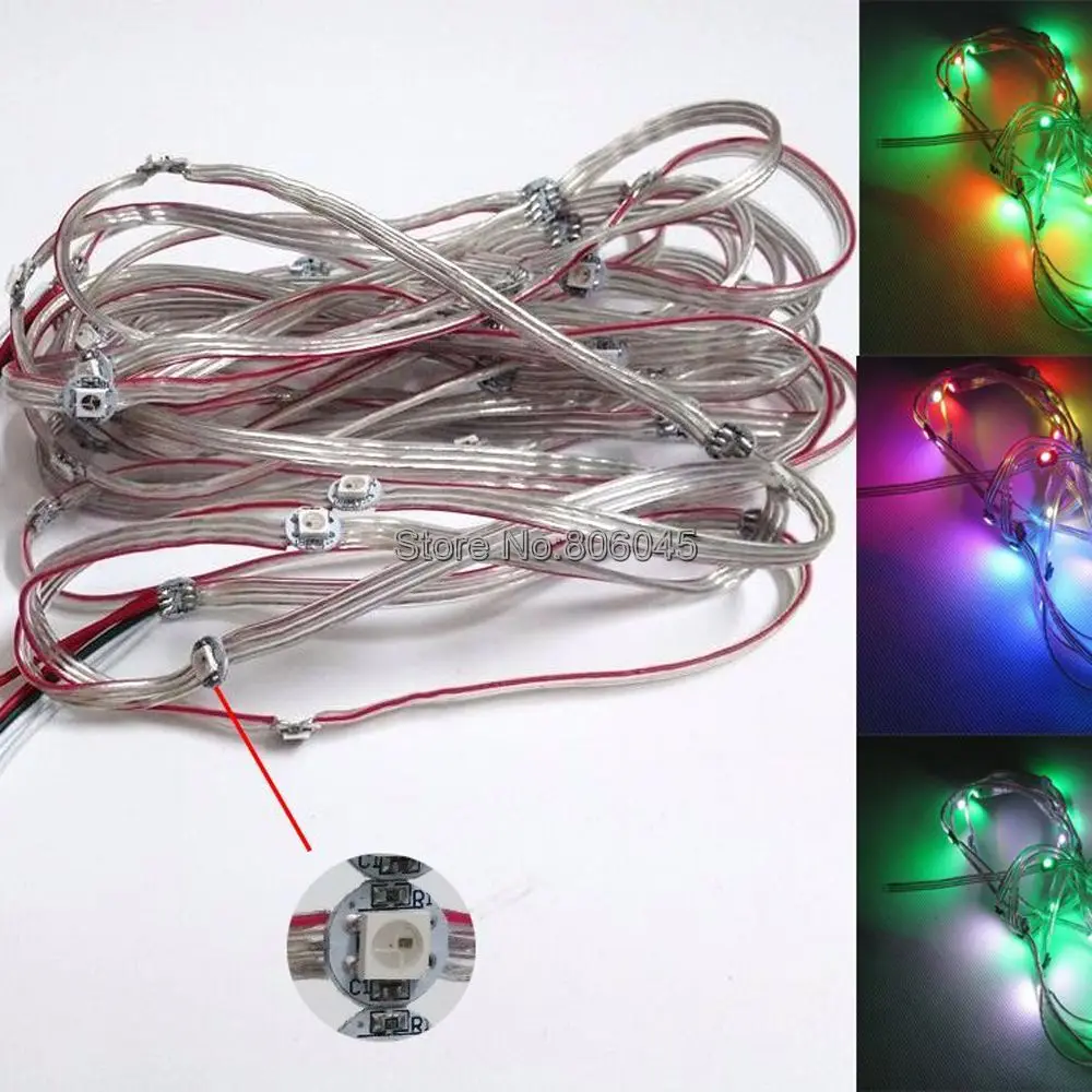 

50 x DC5V Prewired Pre-soldered WS2812B Built-in WS2811 IC 5050 SMD Individually Addressable RGB Full Color LED Module String