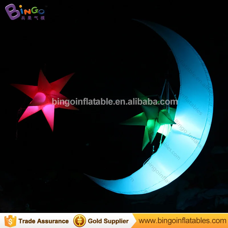 2m High inflatable lighting crescent moon for advertising Colorful LED Night Club Decoration Inflatable Meniscus Crescent Moon