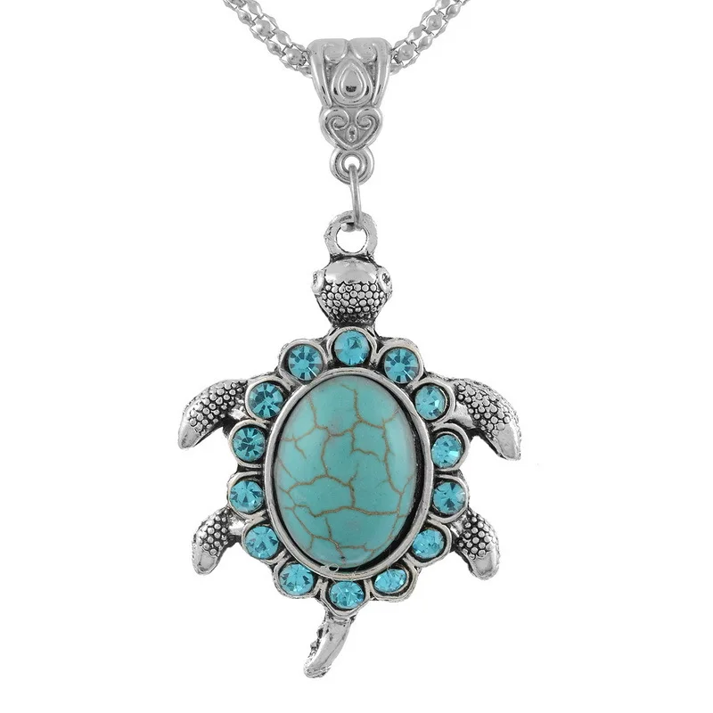 Buy Rinhoo Natural Stone Cute Turtle Pendant Necklace