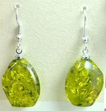 Boucles d'oreilles Q21 en forme de goutte d'eau, miel doré, ambre pressé, vente en gros