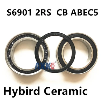 

2pcs rubber sealed 440 stainless steel hybrid ceramic ball bearings S6901 2RS CB 6901 2RS 12*24*6mm Si3N4 bike part