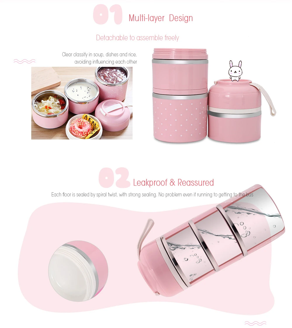 Worthbuy Lunch Box Thermal Leak-proof Stainless Steel  