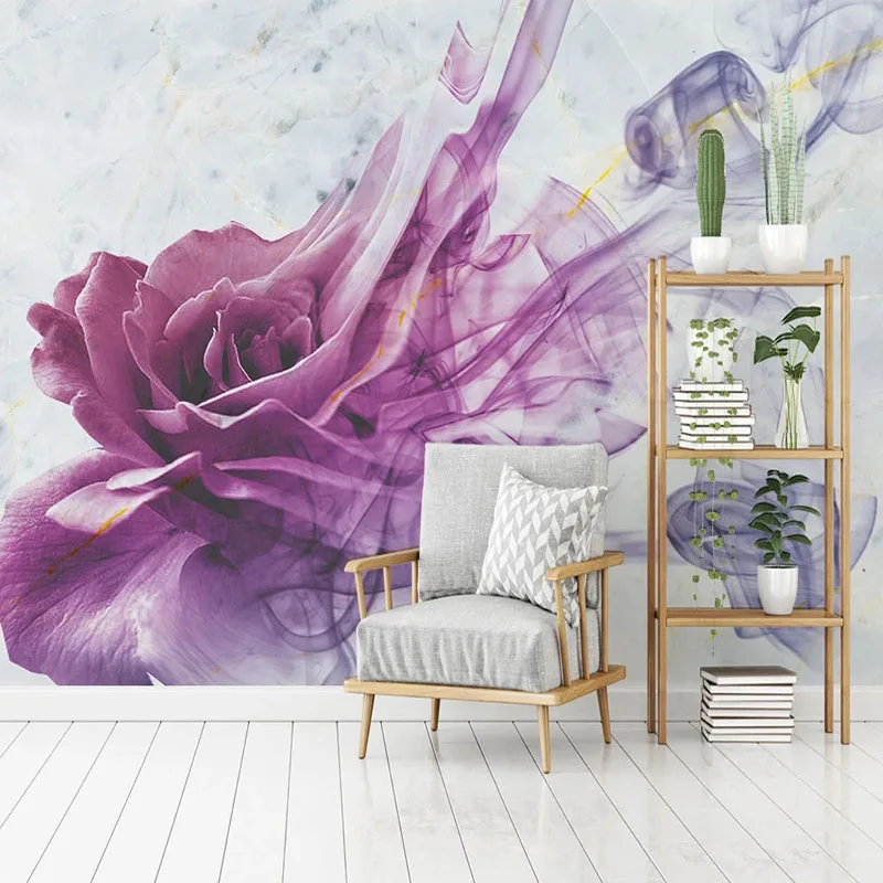 Mural 3D de pared Rosa con líneas de humo Arte Creativo y Abstracto Floral MURALES 3D DE PARED Novedades OUTLET PRIMAVERA