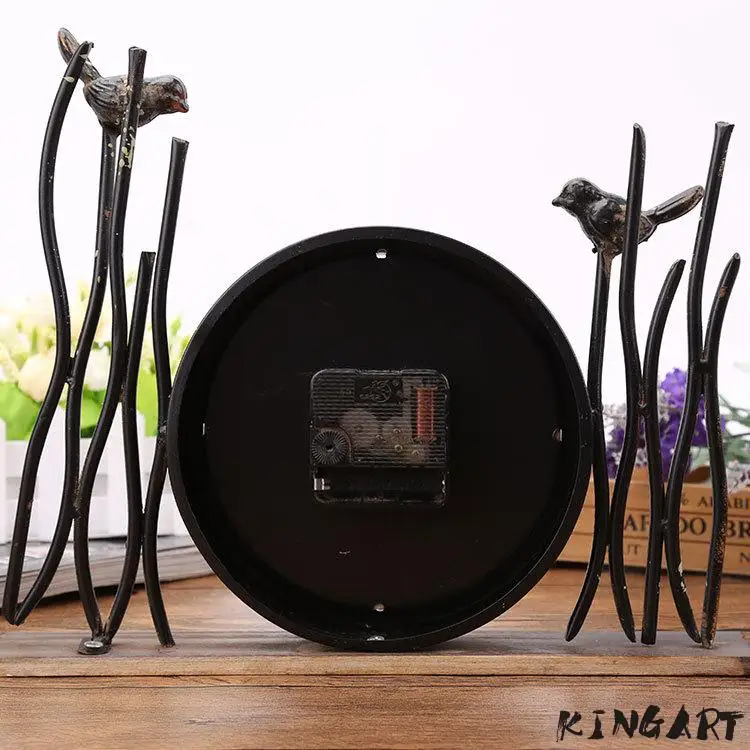 Retro Table Clock Iron Craft Antique Metal Desk Clock Watch Bronze Gold Table Clock Handicraft Vintage Clock For Home 1202724