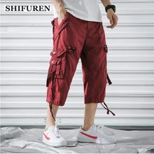 SHIFUREN Для мужчин военные карго-шорты камуфляжные летние модные Свободное длинное платье с длинными рукавами брюки Багги Хлопок Мужские Пляжные широкие брюки большой Размеры