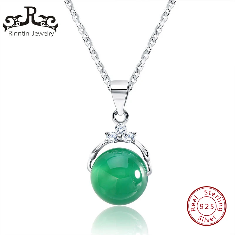 

Effie Queen 925 Sterling Silver Jewelry Pendant Necklace with Shiny Green Cat's Eye Stone for Women Birthday Gift TSN01