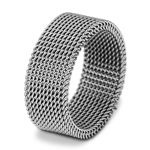 8 мм Серебряное кольцо из нержавеющей стали в стиле панк, женское Сетчатое кольцо, обручальное кольцо, мужские ювелирные изделия, лидер продаж - Цвет основного камня: Silver