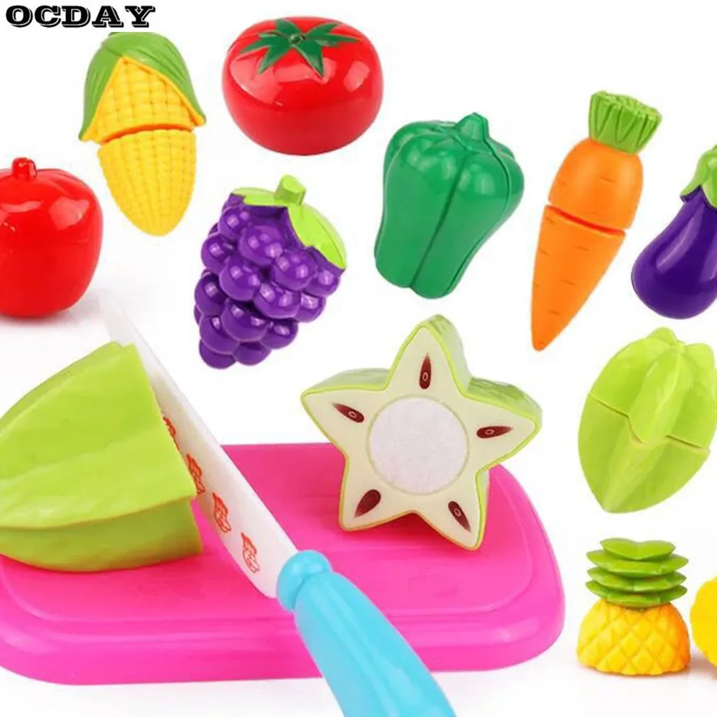 13pcs/set Plastic Kids Kitchen Toy Simulation Fruits Vegetables Cutting