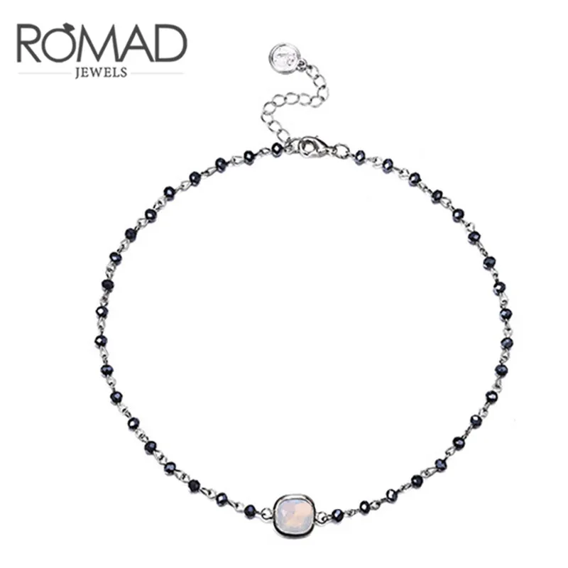 

ROMAD Small Black Crystal Beads Chain Choker Crystal Pendant Short Necklace For Women 2 colours Fashion Jewelry Charming Gift R4