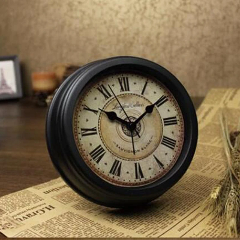 Европейский стиль часы 8 дюймов ретро стол настенный будильник тишина не тикает для спальни гостиной дети прикроватные часы
