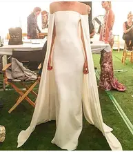 2017 Sexy Hot Abendkleid Abendkleid Mermaid Ivory Abendkleider Trompete mit Schal Satin Lange Abschlussball-partei-kleid-kleid