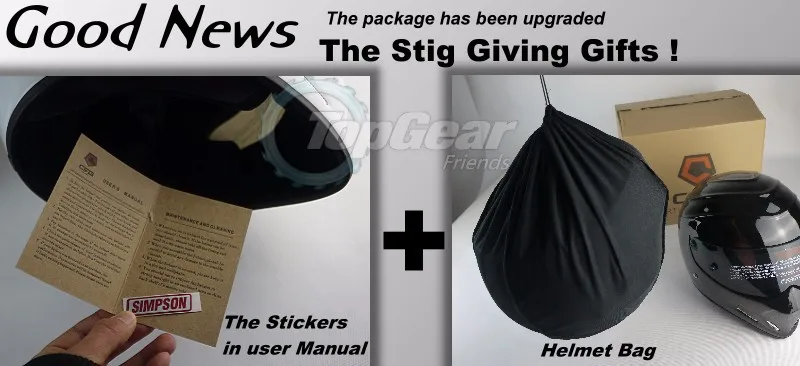 For TopGear The STIG Helmet Capacete Casco De  Bag+ SIMPSON Sticker For Gifts  Matte Black Helmet + Black Visor For TOP Gear 05