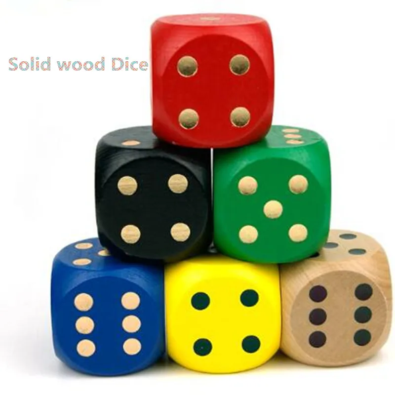 

1Pcs New Wood 5 Cm, Large Color Dice, Solid Wood Points, Round Sieve, Entertainment Game, Chess Props