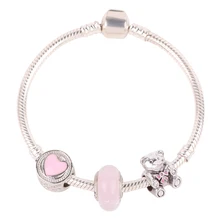 AIFEILI розовый медведь бусины Милая Девушка Стиль Детские Подарки Высокое качество DIY подходит для женщин браслеты тренд Мода Европа