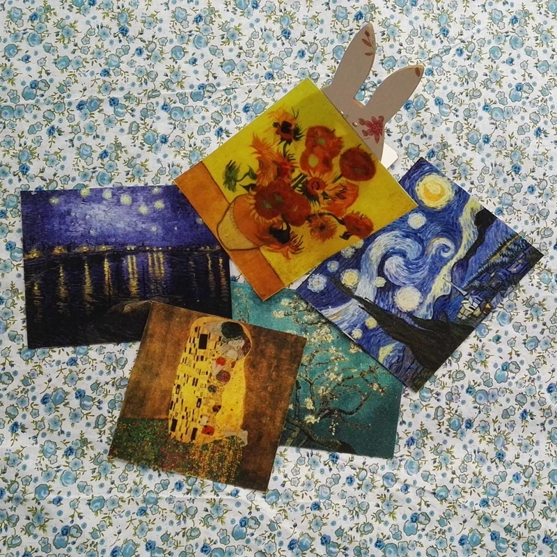 

New Van Gogh oil painting mini fabric Hand Dyed Fabric Tissue Sewing DIY Patchwork Scrapbooking Quilting Tecido Polyester