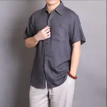 M-5XL летние рубашки из дышащего хлопка, мужская одежда больших размеров, винтажные повседневные рубашки с коротким рукавом и отложным воротником