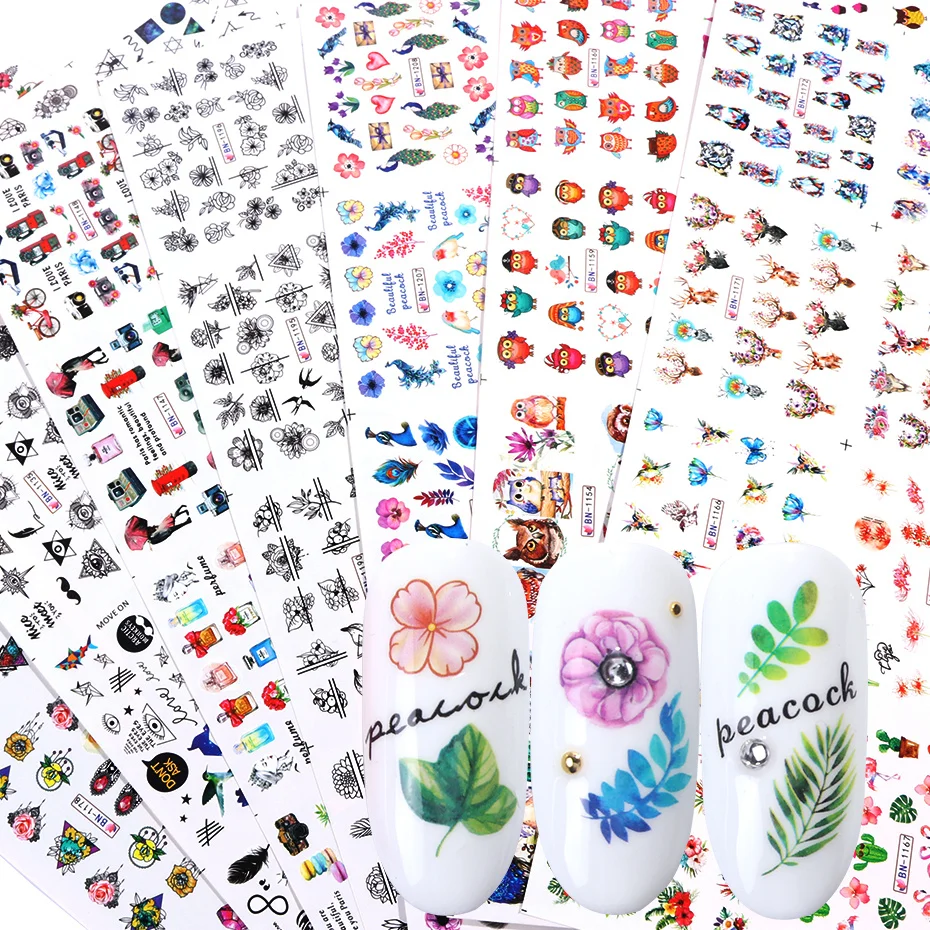 

84pcs Mixed DesignStickers For Nails Summer Necklace Jewelry Flower Owl Nails Sticker Art Slider Wraps Manicure LEBN1129-1212