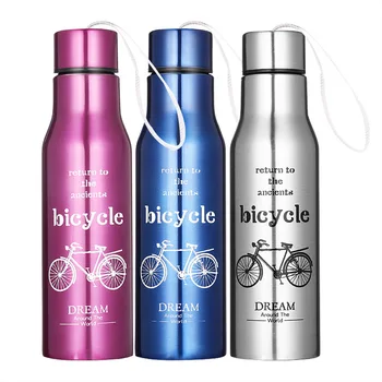 

Stainless Steel Water Bottle 500ml Bicycle Sport Water Bottles With Hanging Cable Direct Drinking Kettle For Outdoor Hiking