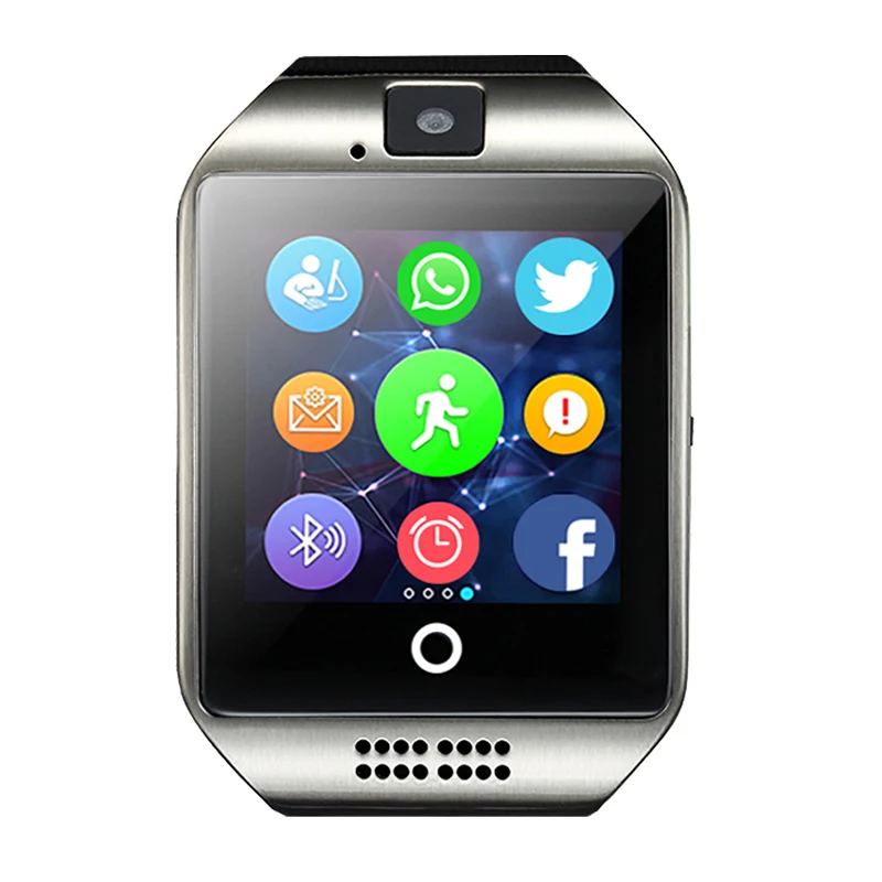 ITORMIS Bluetooth Смарт Умные Часы Сенсорный экран телефона sport Фитнес шагомер Камера sim-карта TF Q18 для Android IOS Телефон - Цвет: Silver