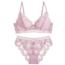 Модный беспроводной комплект с бюстгальтером, бюстгальтер пуш-ап, комплекты нижнего белья, кружевное мягкое нижнее белье, женские брендовые сексуальные комплекты с бюстгальтером и трусиками